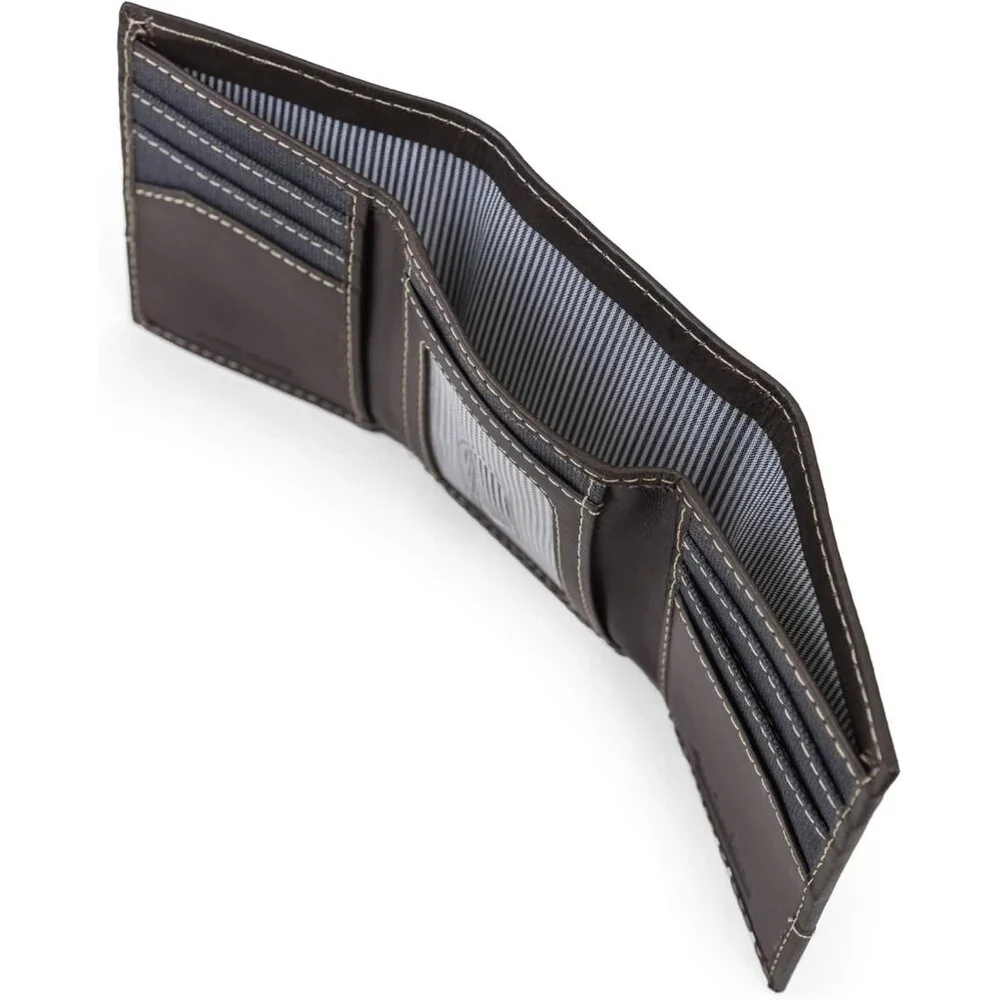 Timberland Men's Canvas & Leather Trifold Wallet, Blue, One Size